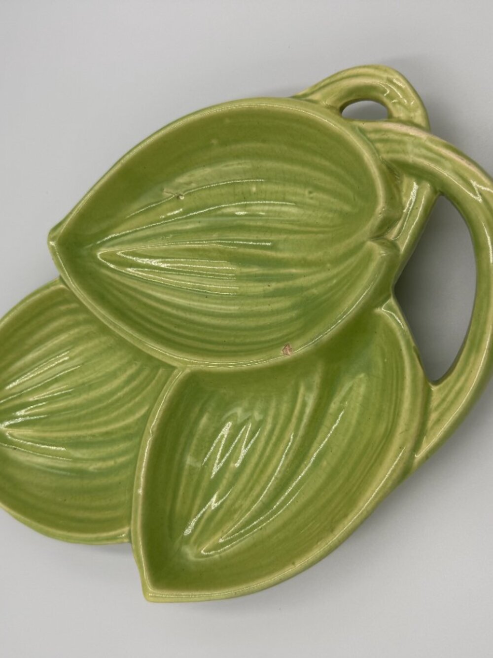 Vintage McCoy Green Leaf Divided Tray